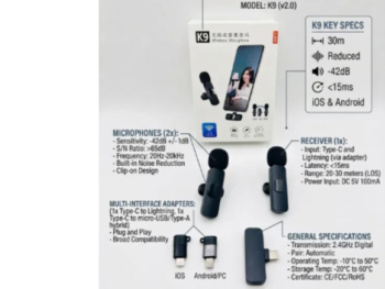 K9 3-in-1 Dual Wireless Microphone