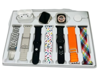 Ultra Suit Smart Watch + buds For Boys Girls Men Women 10 in 1 Box 2.3inch Large Screen Display 7 Straps in 1